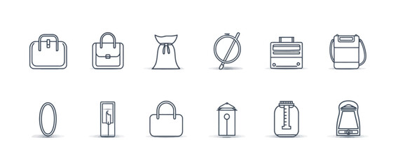 icon sheet, simple shapes, Bag icons