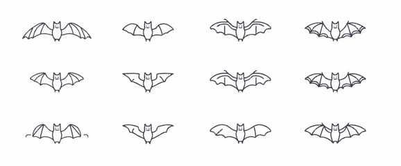 icon sheet, simple shapes, Bat icons