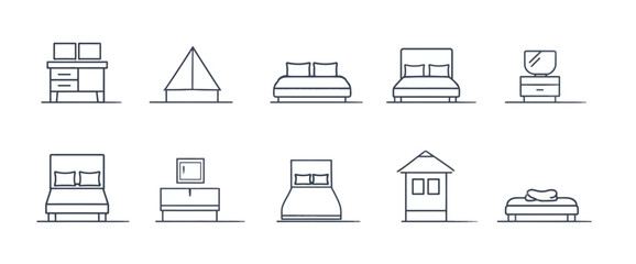 icon sheet, simple shapes, Bed icons