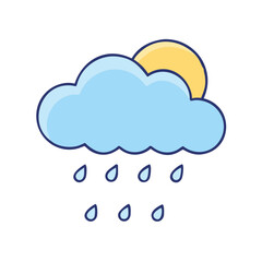 Download weather forecast icon with rain and sun illustration vector graphic design element