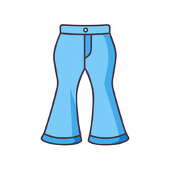 Blue denim bell bottom pants fashion apparel trousers clothing garment style jeans icon vector