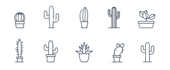 icon sheet, simple shapes, Cactus icons