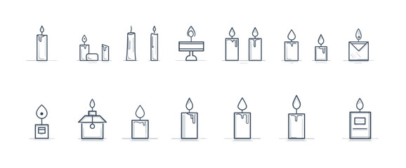 icon sheet, simple shapes, Candle icons
