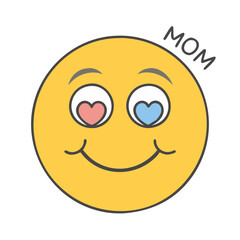Mom love emoji with heart eyes vector illustration for mother's day greeting card design