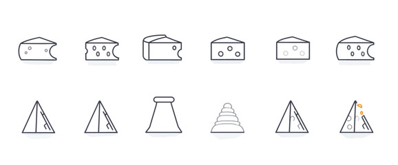 icon sheet, simple shapes, Cheese icons