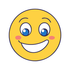 Download cute yellow smiling face emoji vector illustration for social media and messaging apps
