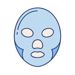 Illustration of blue sheet face mask for skincare routine and beauty treatment product concept