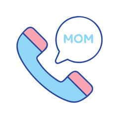 Call mom phone illustration for mother's day greeting and family communication concept vector design