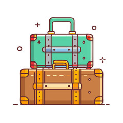 Illustration of stacked vintage suitcases for travel tourism and vacation planning concept design icon
