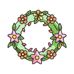Download floral wreath vector illustration with flowers and leaves for spring decoration design