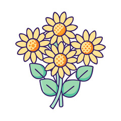 Beautiful sunflowers bouquet vector illustration for summer and spring season design elements