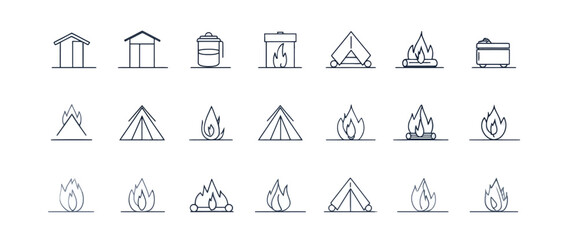 icon sheet, simple shapes, Fire icons