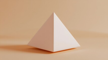 Fototapeta premium Cream Square Pyramid on Beige Background Minimalist 3D Render