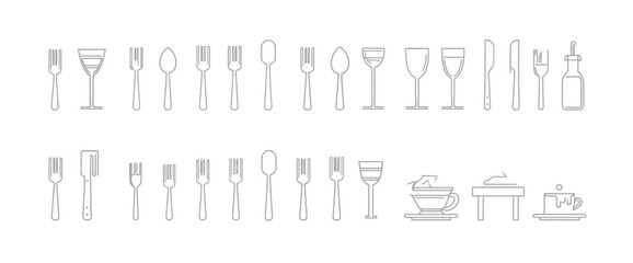 icon sheet, simple shapes, Fork icons