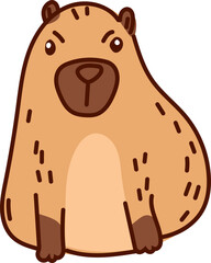 Hand-Drawn Capybara Cartoon Vector Featuring Cute and Relaxed Poses in Flat Style