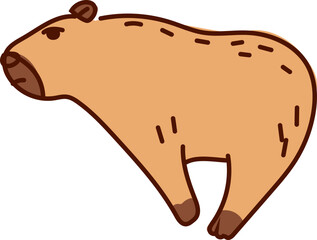 Hand-Drawn Capybara Cartoon Vector Featuring Cute and Relaxed Poses in Flat Style