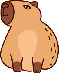 Hand-Drawn Capybara Cartoon Vector Featuring Cute and Relaxed Poses in Flat Style