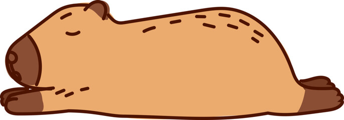 Hand-Drawn Capybara Cartoon Vector Featuring Cute and Relaxed Poses in Flat Style