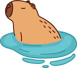 Obraz premium Hand-Drawn Capybara Cartoon Vector Featuring Cute and Relaxed Poses in Flat Style