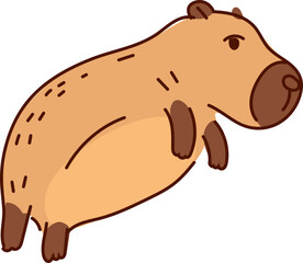Hand-Drawn Capybara Cartoon Vector Featuring Cute and Relaxed Poses in Flat Style