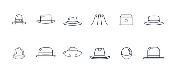icon sheet, simple shapes, Hat icons