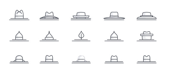 icon sheet, simple shapes, Hat icons