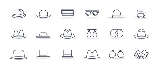 icon sheet, simple shapes, Hat icons