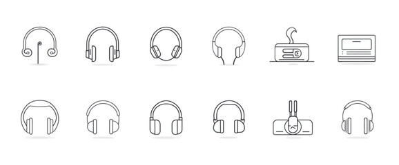 icon sheet, simple shapes, Headphones icons