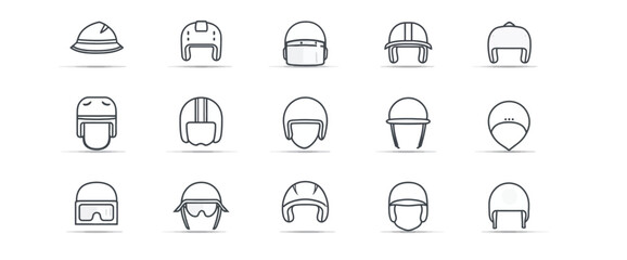 icon sheet, simple shapes, Helmet icons
