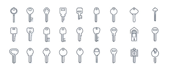 icon sheet, simple shapes, Key icons