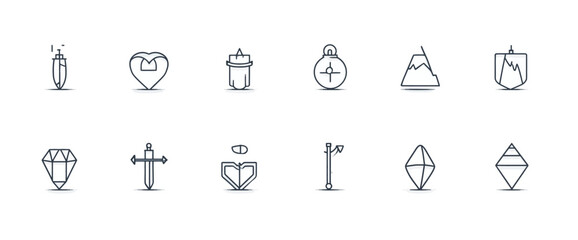 icon sheet, simple shapes, Log icons