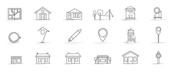 icon sheet, simple shapes, Map icons
