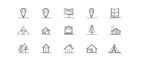 icon sheet, simple shapes, Map icons