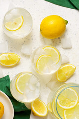 Homemade lemonade in the glass .top veiw