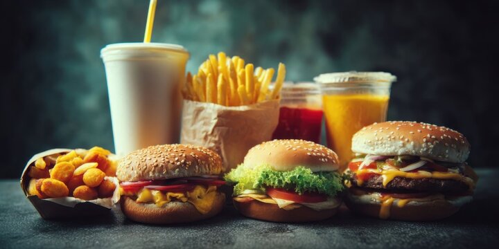 Delicious Fast Food Spread with Empty Center Space