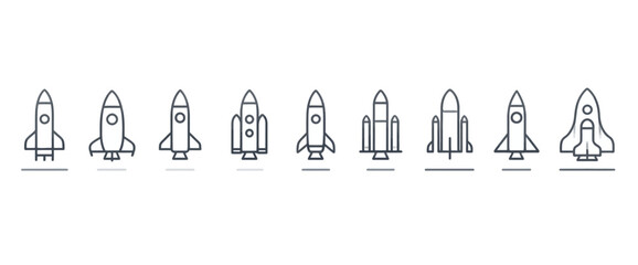 icon sheet, simple shapes, Rocket icons