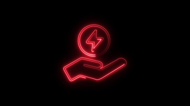 Glowing neon energy efficient icon isolated on black background. HD Video motion graphic animation icon.