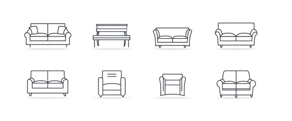 icon sheet, simple shapes, Sofa icons