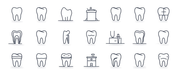 icon sheet, simple shapes, Tooth icons