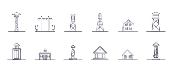 icon sheet, simple shapes, Tower icons