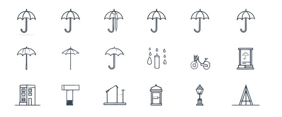 icon sheet, simple shapes, Umbrella icons