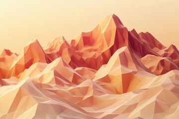 Abstract Polygonal Mountain Landscape in Warm Terracotta and Sand Tones