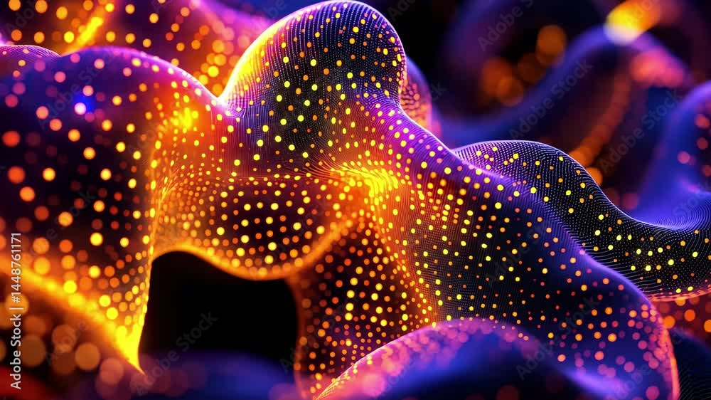 Poster glowing neural network of dots creating a seamless, vibrant pattern in an abstract setting, neural n