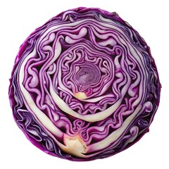 Purple cabbage cross section showing detailed structure, centered on white background.