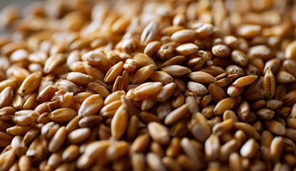 Fototapeta premium Close-up of golden wheat grains, highlighting texture and natural detail.
