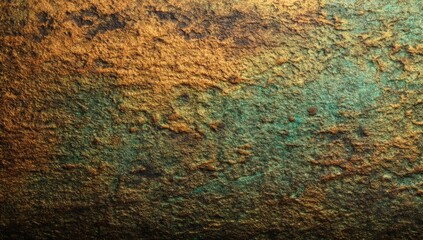 Obraz premium Rusty textured metal surface with a blend of brown and green hues, displaying an aged appearance.
