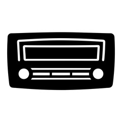 Classic car radio design with basic knobs and display in silhouette