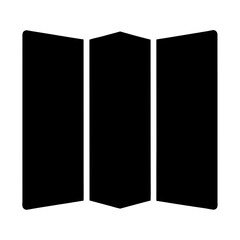 Stylized folding screen icon featuring three panels, suitable for presentations or designs