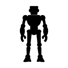 Simplified black and white robot vector illustration in a graphic design