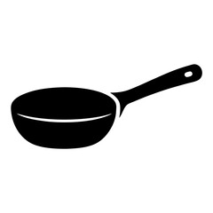 Black and white illustration of a cooking frying pan kitchen tool